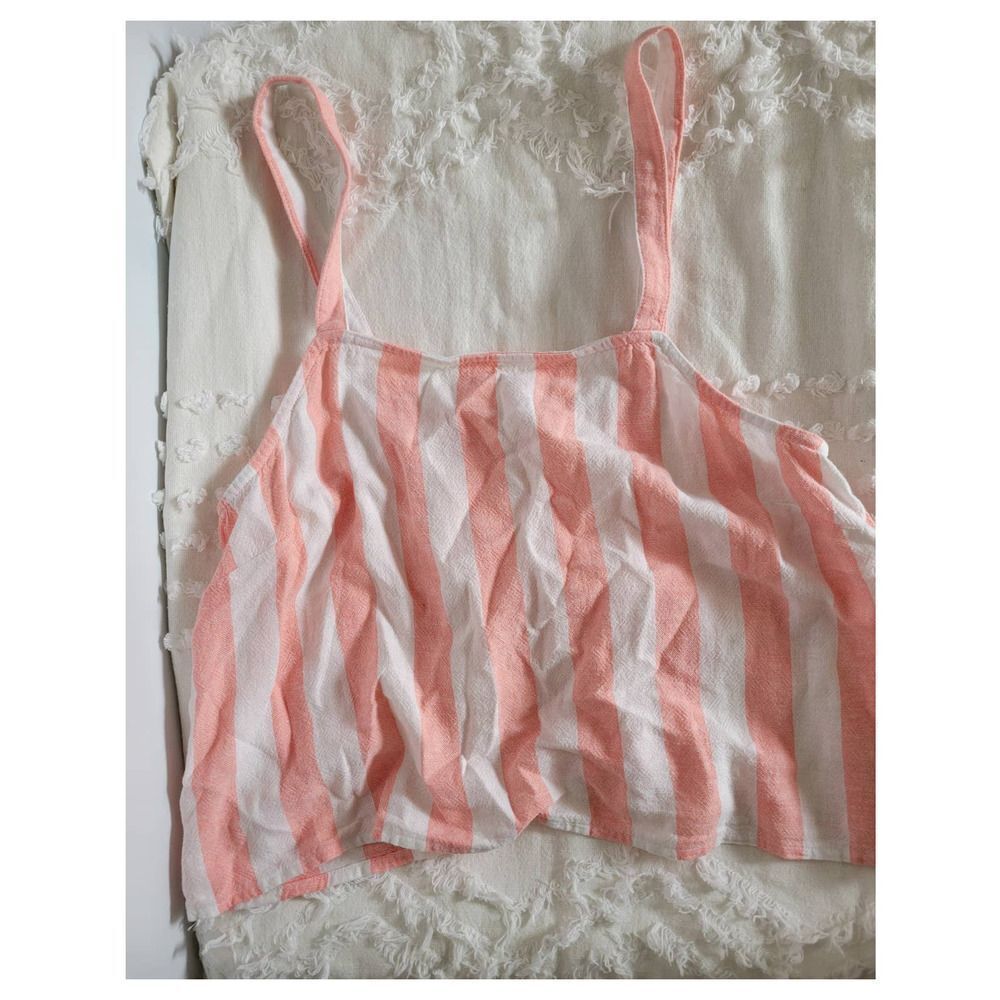 ABOUND Camisole Small - Pink-White Cabana Stripe - Women's Cropped Sleeveless